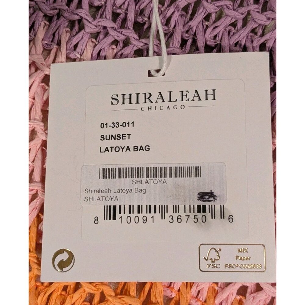 NWT Shiraleah Straw Bag Tote Latoya Sunset Tassels Chicago Paper Rainbow Purse - Picture 2 of 15